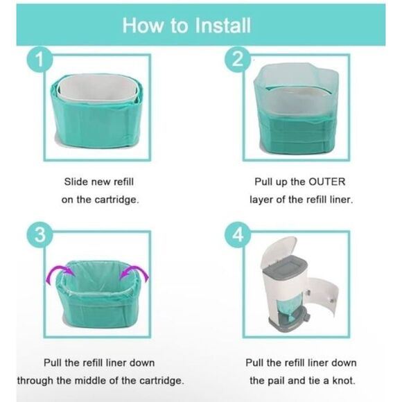 4 Pack Adult Diaper Disposal Liner Refills Compatible with Janibell Akord 280 - Picture 4 of 6